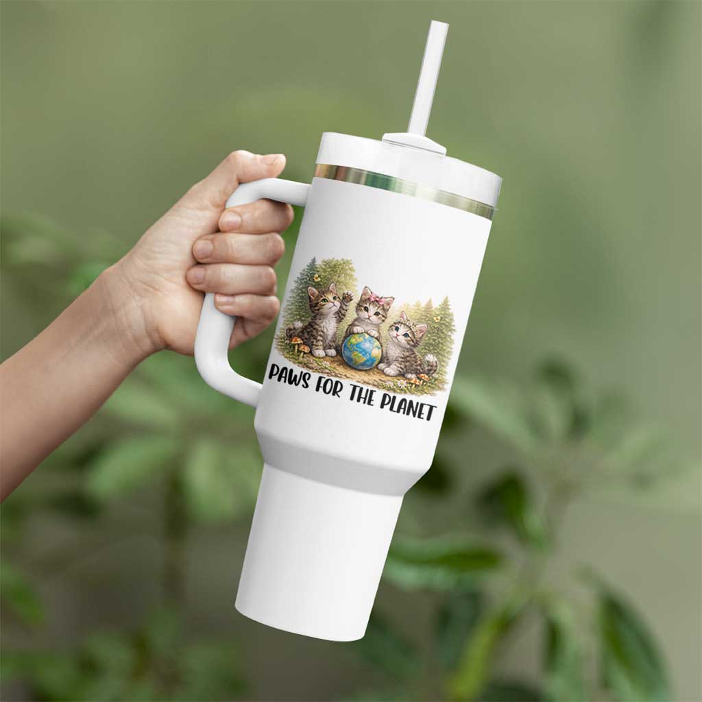 Earth Day Cat Lover Tumbler With Handle Paws For The Planet