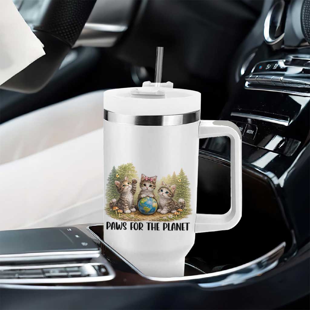 Earth Day Cat Lover Tumbler With Handle Paws For The Planet