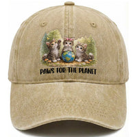Earth Day Cat Lover Washed Cotton Baseball Cap Paws For The Planet
