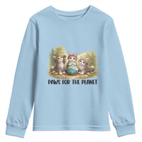 Earth Day Cat Lover Youth Sweatshirt Paws For The Planet