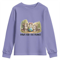 Earth Day Cat Lover Youth Sweatshirt Paws For The Planet