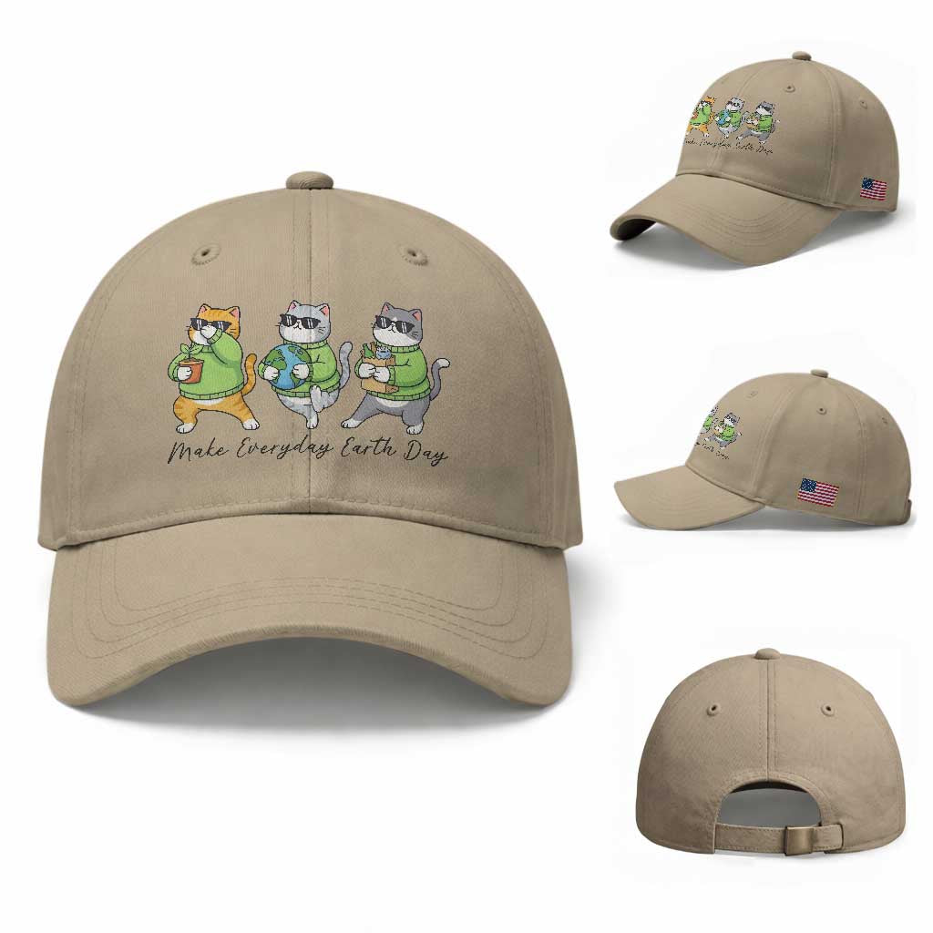 Make Everyday Earth Day Baseball Cap Eco Friendly Cat Lover