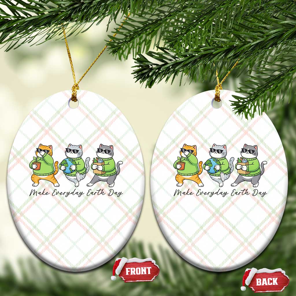 Make Everyday Earth Day Ceramic Ornament Eco Friendly Cat Lover