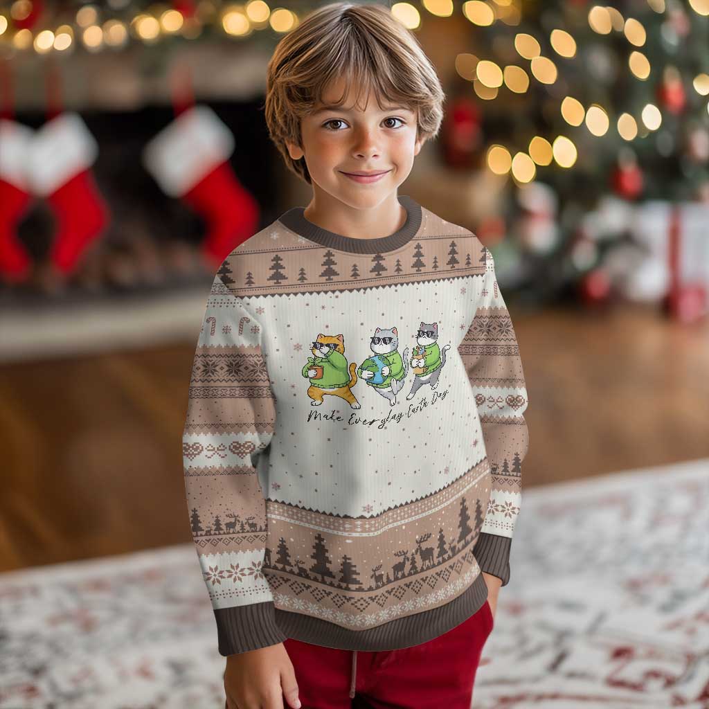 Make Everyday Earth Day Ugly Christmas Sweater Eco Friendly Cat Lover