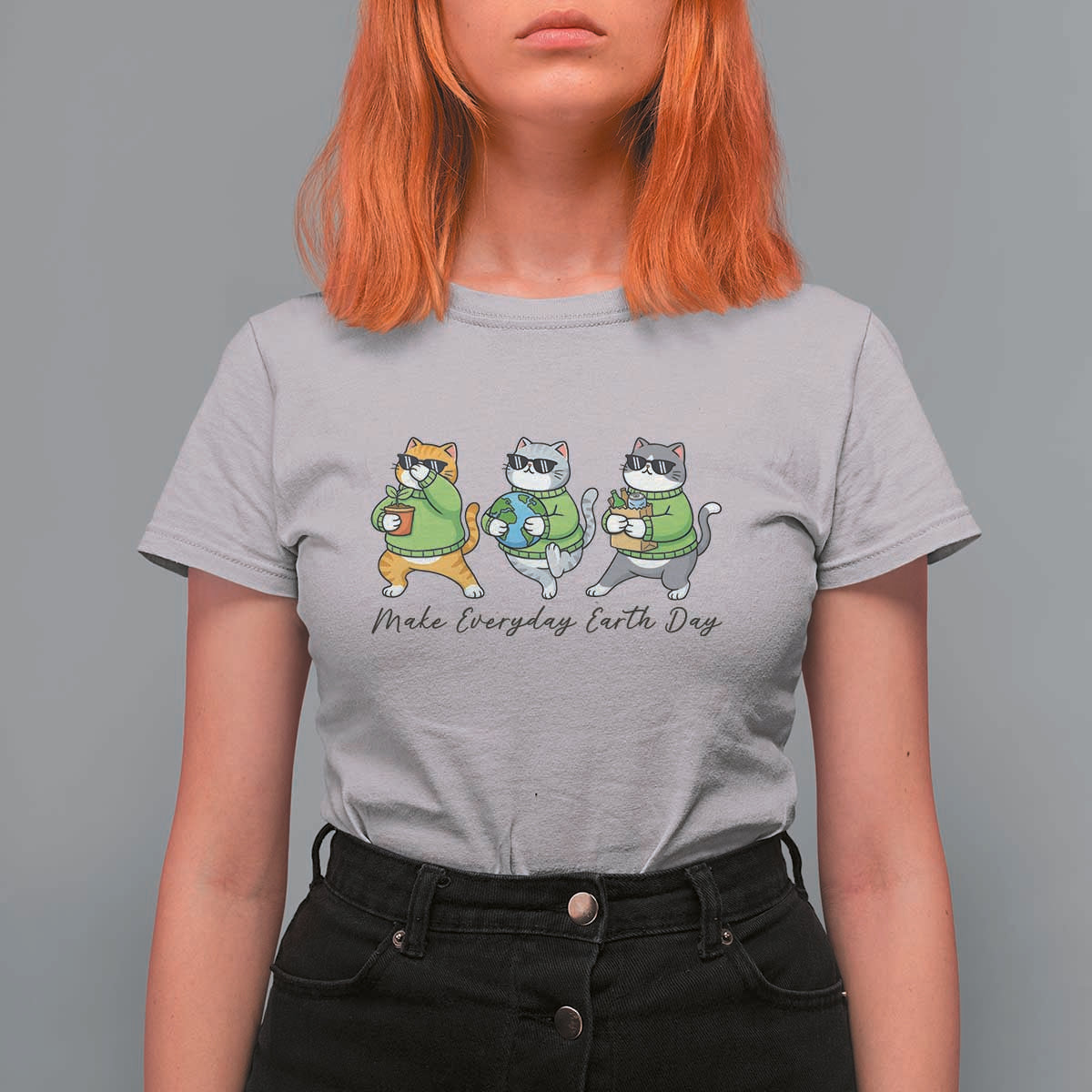 Make Everyday Earth Day T Shirt For Women Eco Friendly Cat Lover