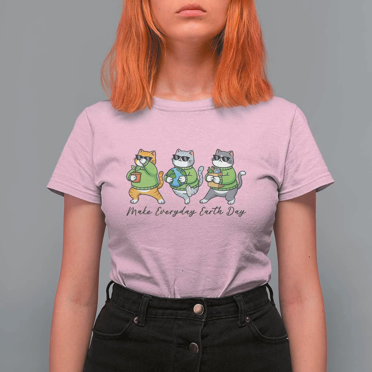 Make Everyday Earth Day T Shirt For Women Eco Friendly Cat Lover
