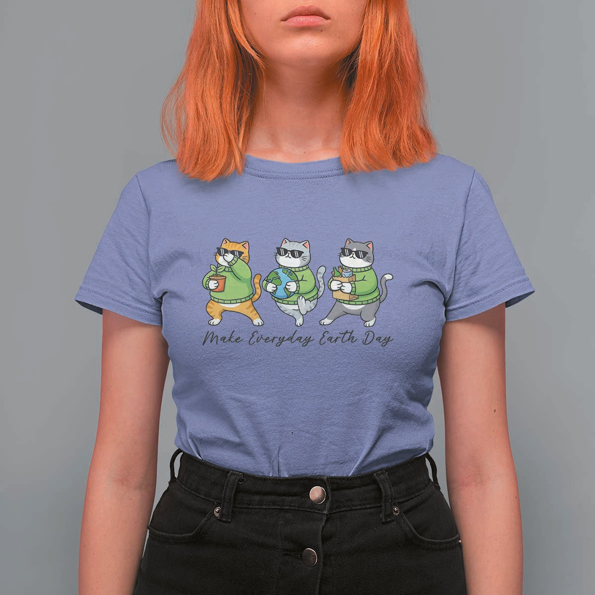 Make Everyday Earth Day T Shirt For Women Eco Friendly Cat Lover