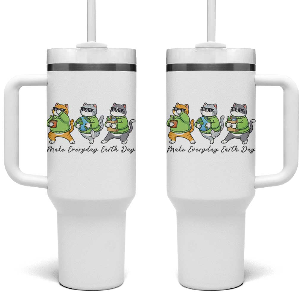 Make Everyday Earth Day Tumbler With Handle Eco Friendly Cat Lover