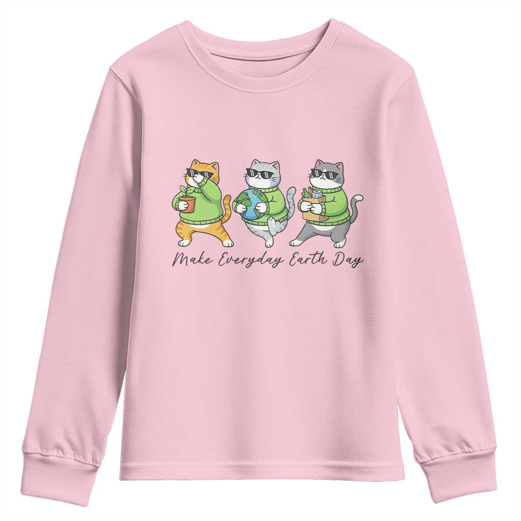 Make Everyday Earth Day Youth Sweatshirt Eco Friendly Cat Lover