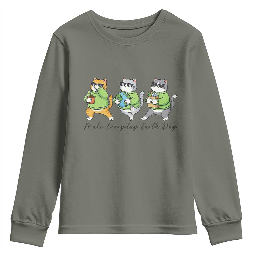 Make Everyday Earth Day Youth Sweatshirt Eco Friendly Cat Lover