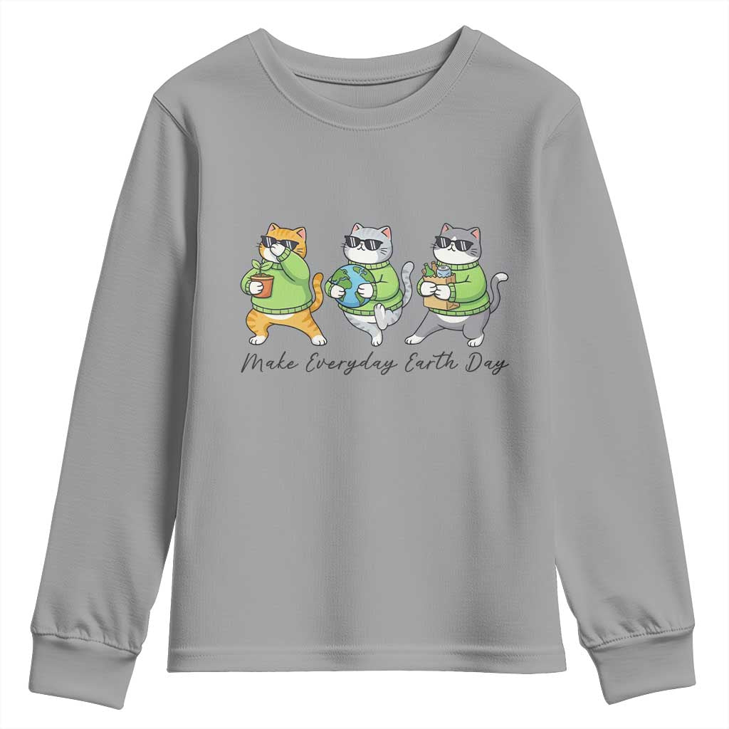 Make Everyday Earth Day Youth Sweatshirt Eco Friendly Cat Lover