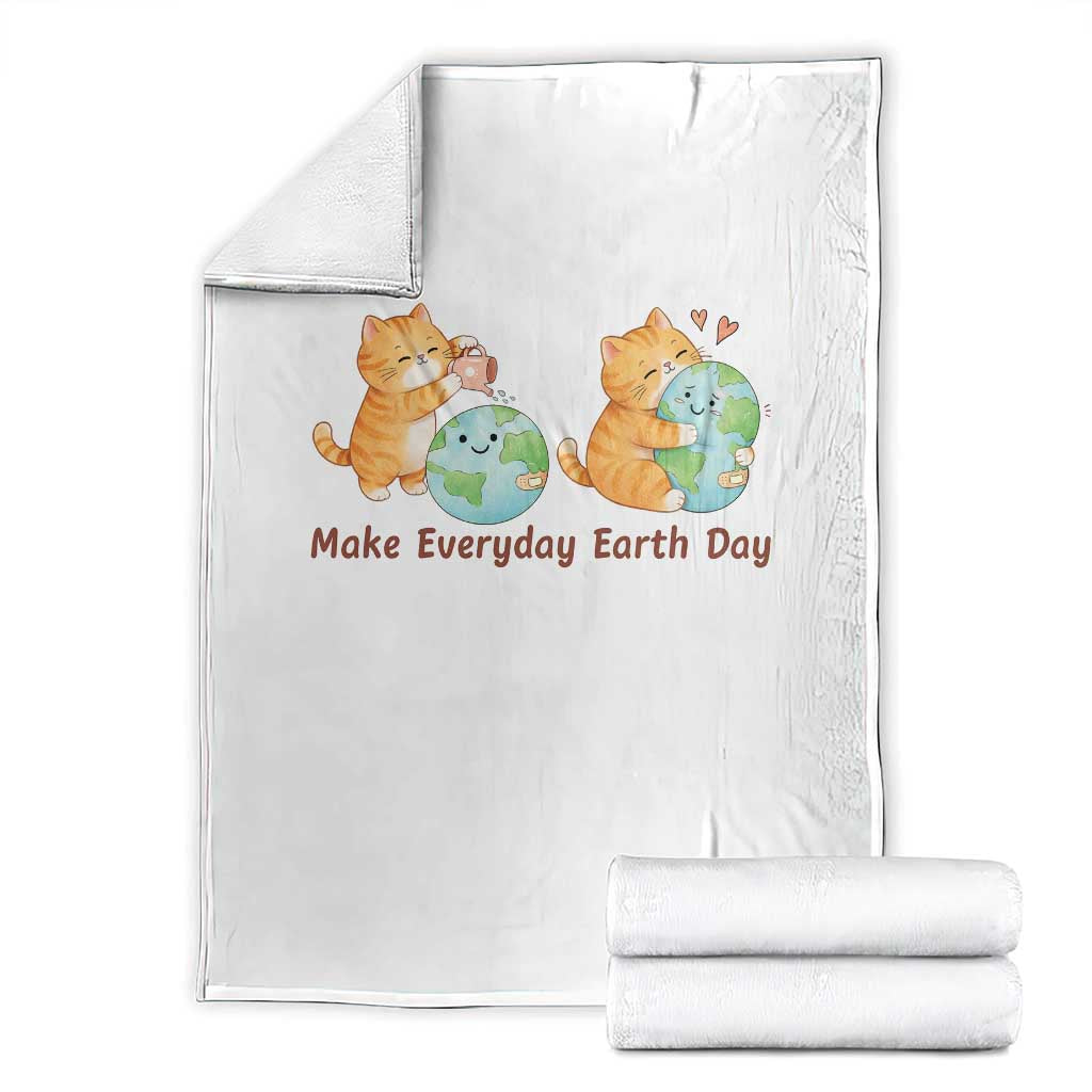 Make Everyday Earth Day Throw Blanket Cute Cat Healing Planet Earth
