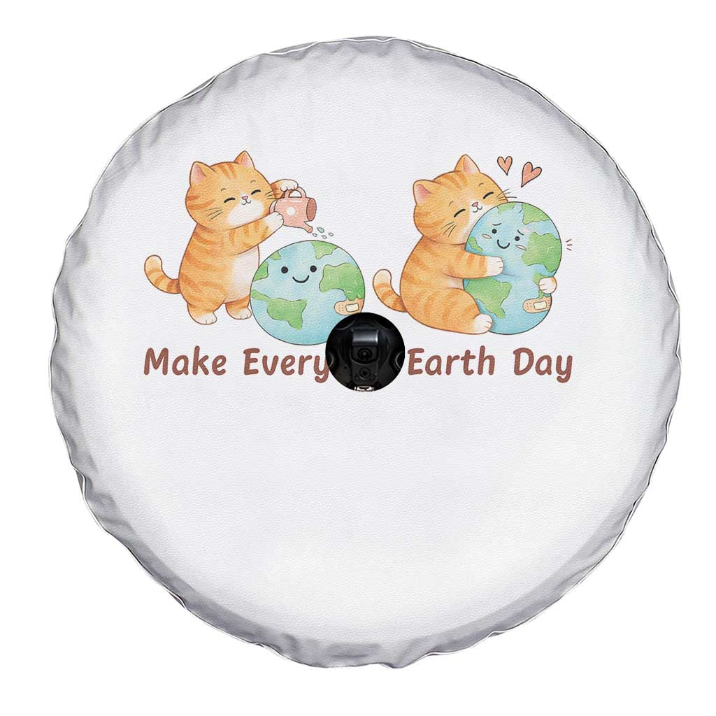 Make Everyday Earth Day Spare Tire Cover Cute Cat Healing Planet Earth