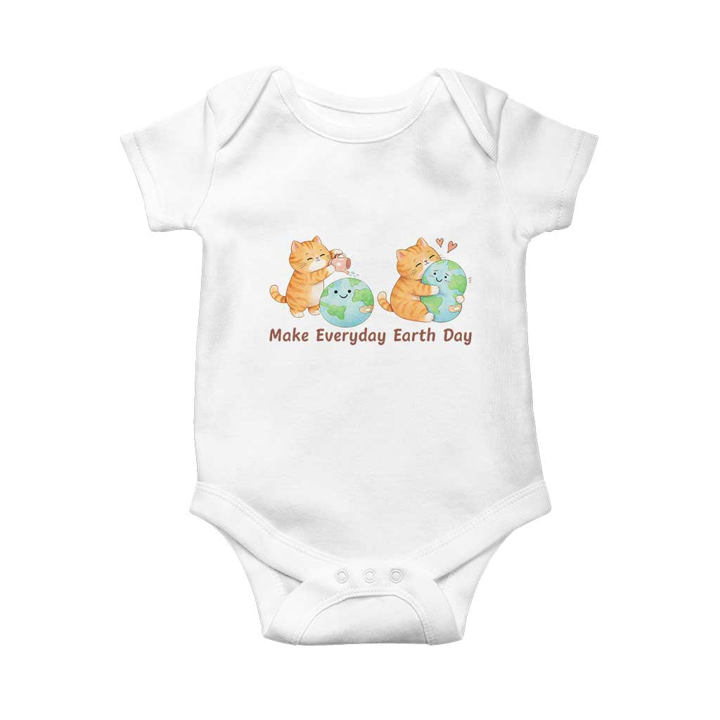 Make Everyday Earth Day Baby Onesie Cute Cat Healing Planet Earth
