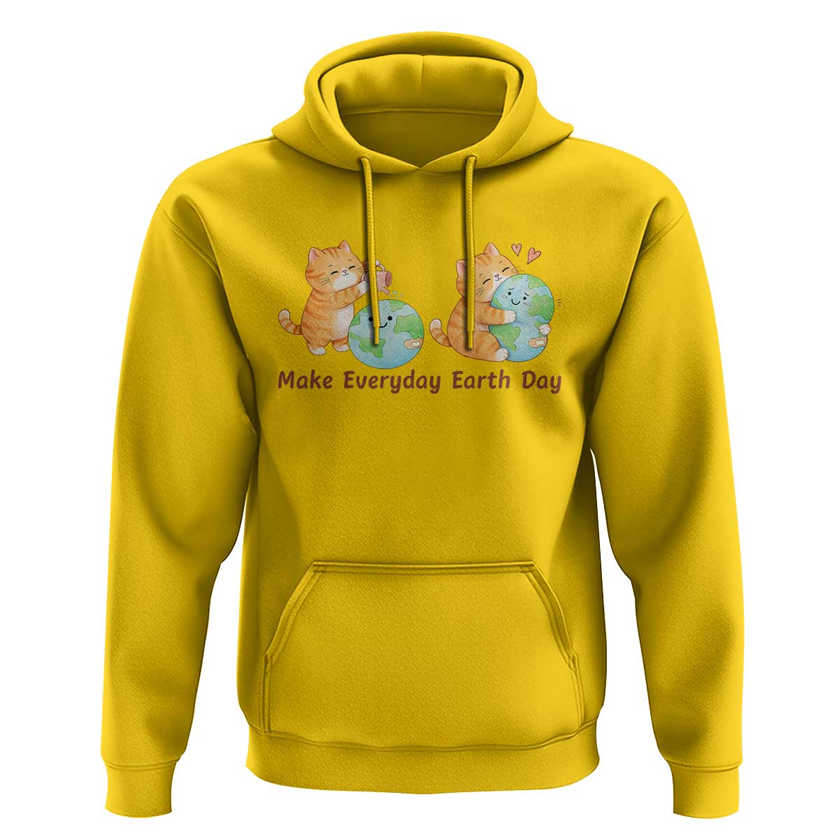 Make Everyday Earth Day Hoodie Cute Cat Healing Planet Earth