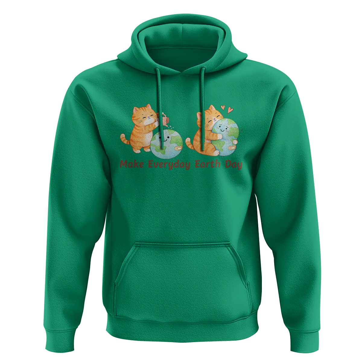 Make Everyday Earth Day Hoodie Cute Cat Healing Planet Earth