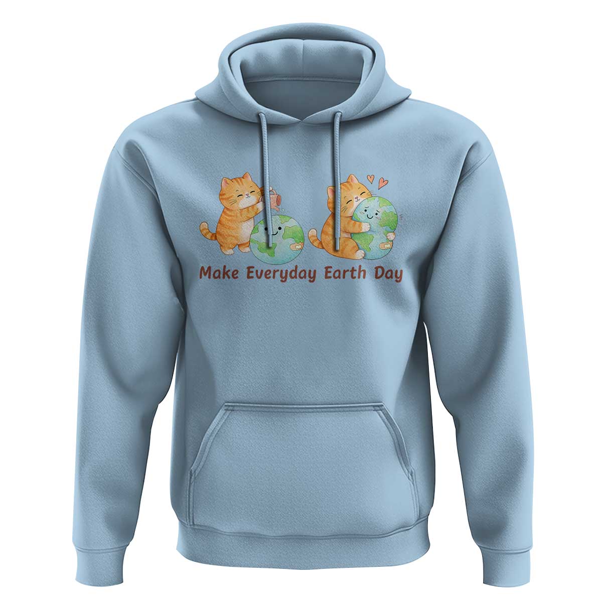 Make Everyday Earth Day Hoodie Cute Cat Healing Planet Earth