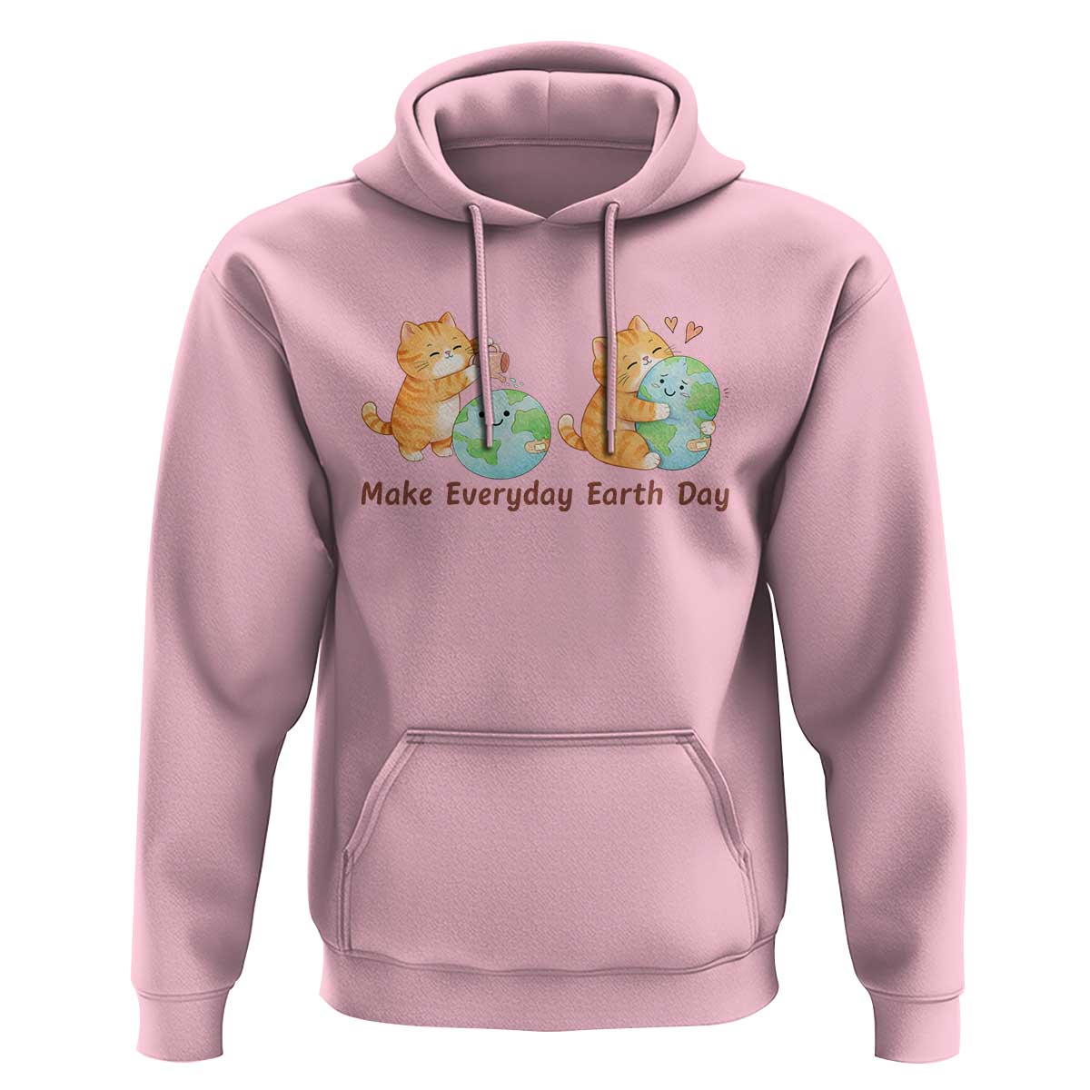 Make Everyday Earth Day Hoodie Cute Cat Healing Planet Earth