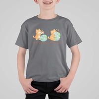 Make Everyday Earth Day T Shirt For Kid Cute Cat Healing Planet Earth