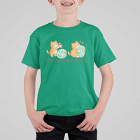Make Everyday Earth Day T Shirt For Kid Cute Cat Healing Planet Earth
