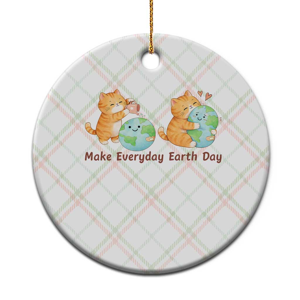 Make Everyday Earth Day Ceramic Ornament Cute Cat Healing Planet Earth