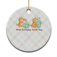 Make Everyday Earth Day Ceramic Ornament Cute Cat Healing Planet Earth