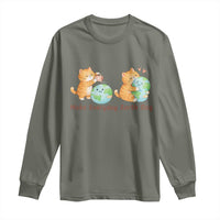 Make Everyday Earth Day Long Sleeve Shirt Cute Cat Healing Planet Earth