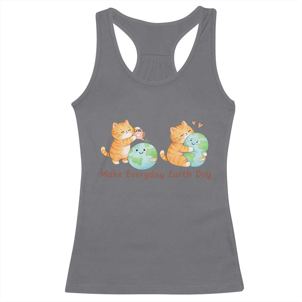 Make Everyday Earth Day Racerback Tank Top Cute Cat Healing Planet Earth