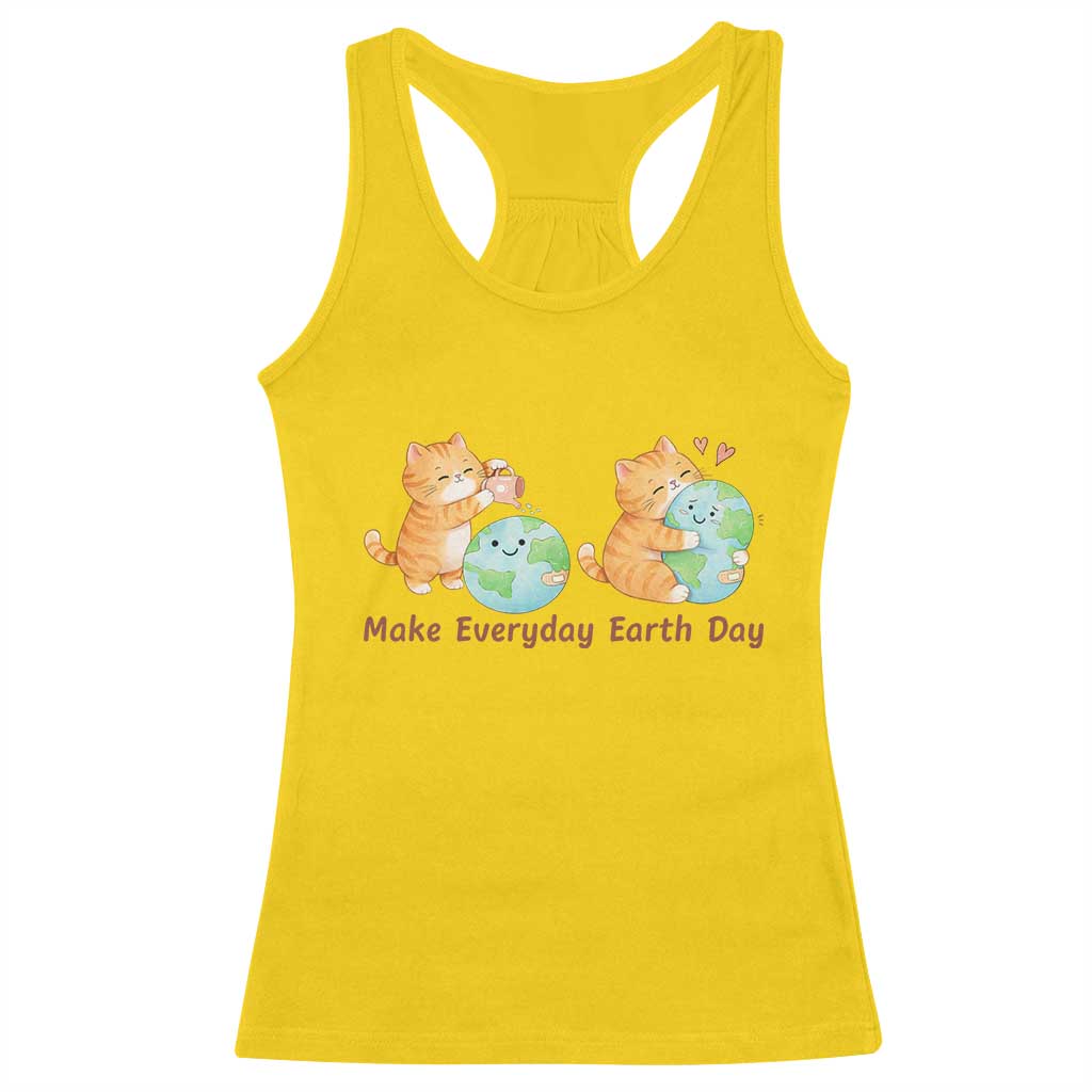 Make Everyday Earth Day Racerback Tank Top Cute Cat Healing Planet Earth