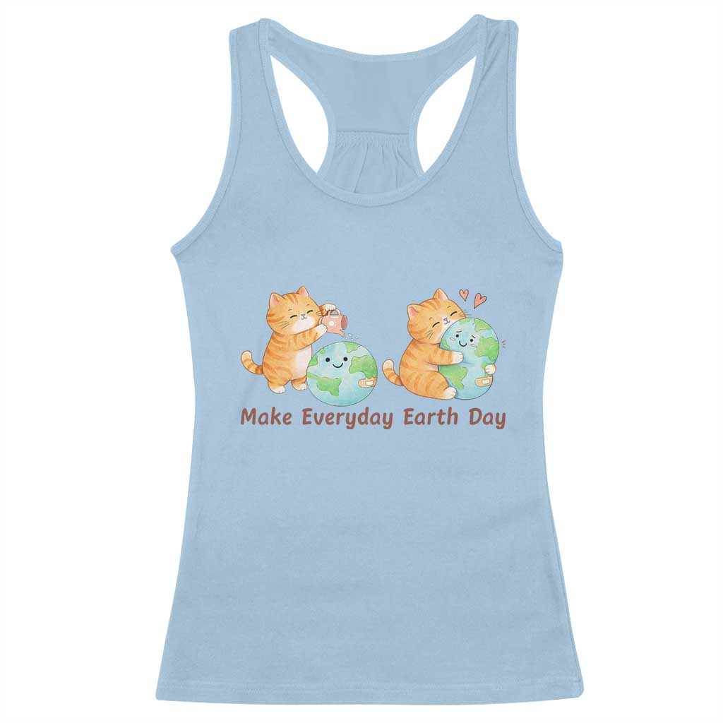 Make Everyday Earth Day Racerback Tank Top Cute Cat Healing Planet Earth