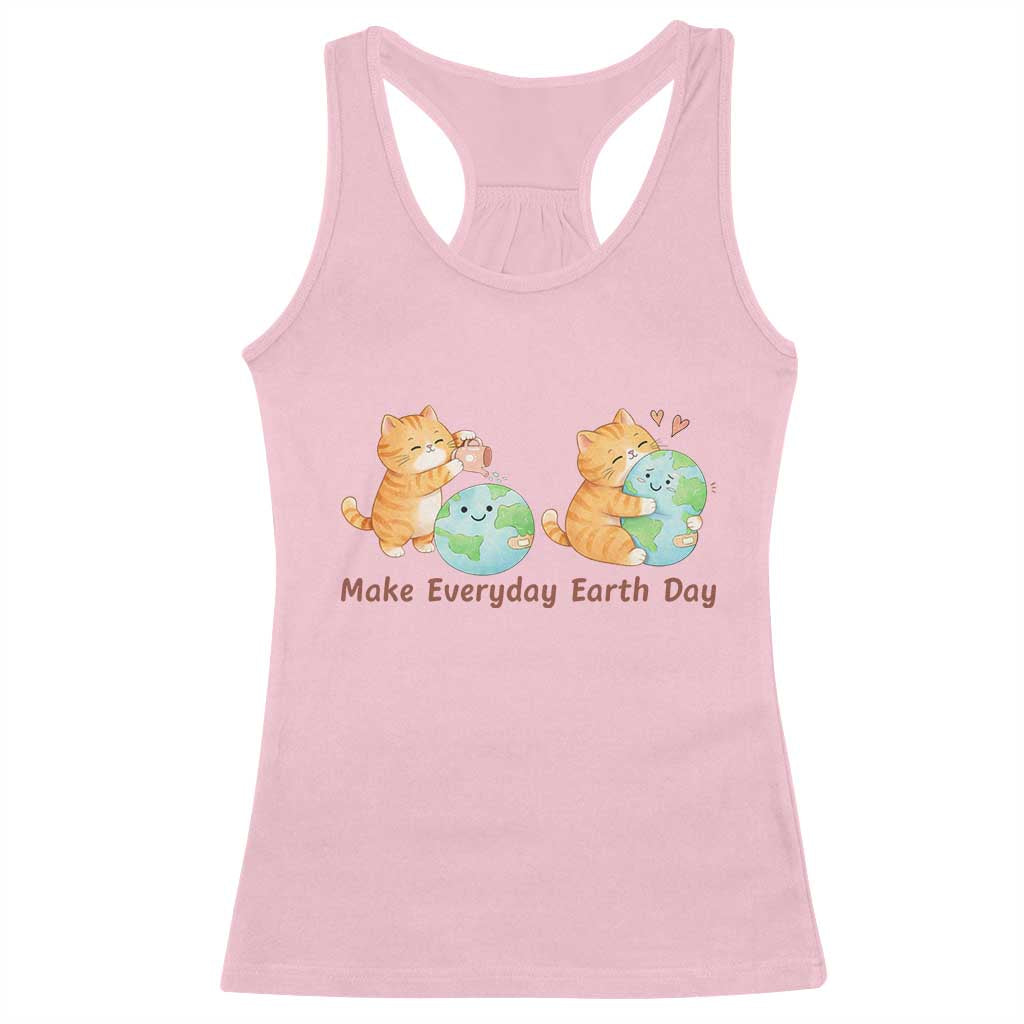 Make Everyday Earth Day Racerback Tank Top Cute Cat Healing Planet Earth