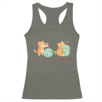 Make Everyday Earth Day Racerback Tank Top Cute Cat Healing Planet Earth