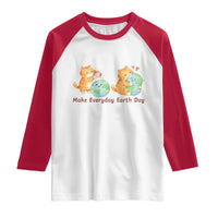Make Everyday Earth Day Raglan Shirt Cute Cat Healing Planet Earth