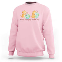 Make Everyday Earth Day Sweatshirt Cute Cat Healing Planet Earth