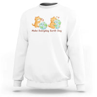 Make Everyday Earth Day Sweatshirt Cute Cat Healing Planet Earth