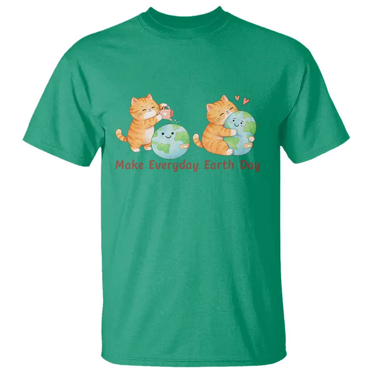 Make Everyday Earth Day T Shirt Cute Cat Healing Planet Earth