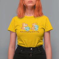 Make Everyday Earth Day T Shirt For Women Cute Cat Healing Planet Earth