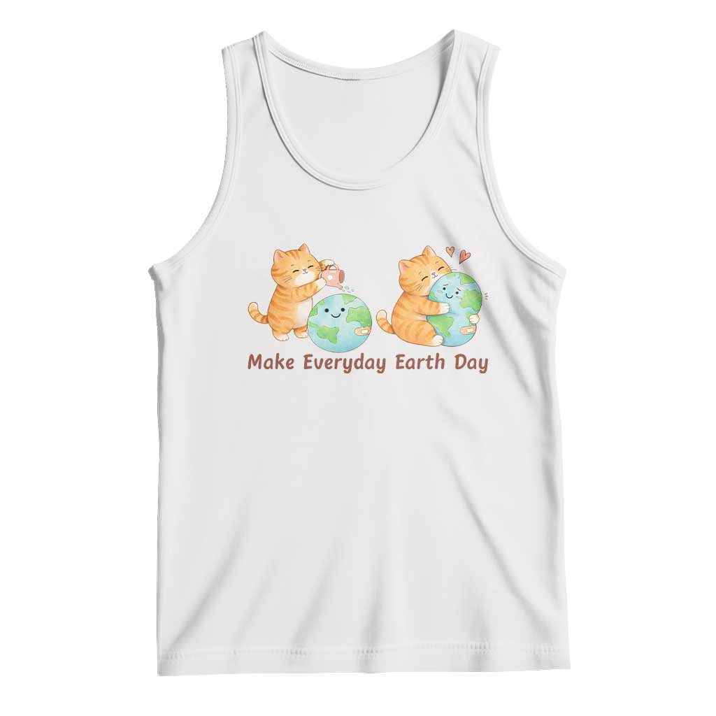 Make Everyday Earth Day Tank Top Cute Cat Healing Planet Earth