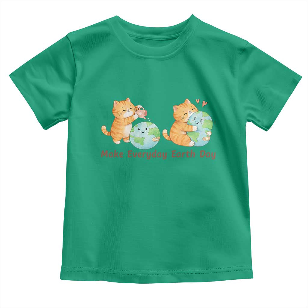 Make Everyday Earth Day Toddler T Shirt Cute Cat Healing Planet Earth