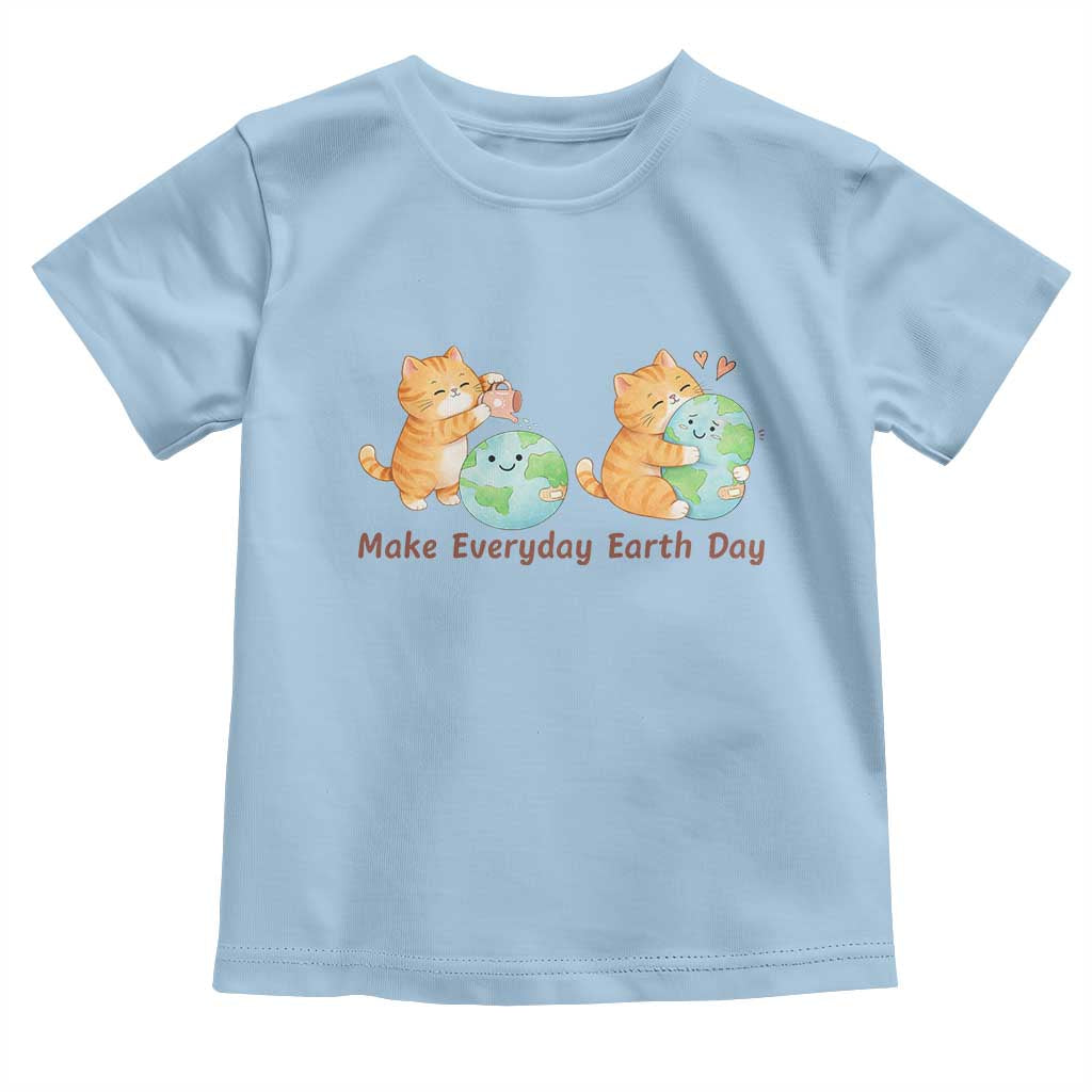 Make Everyday Earth Day Toddler T Shirt Cute Cat Healing Planet Earth