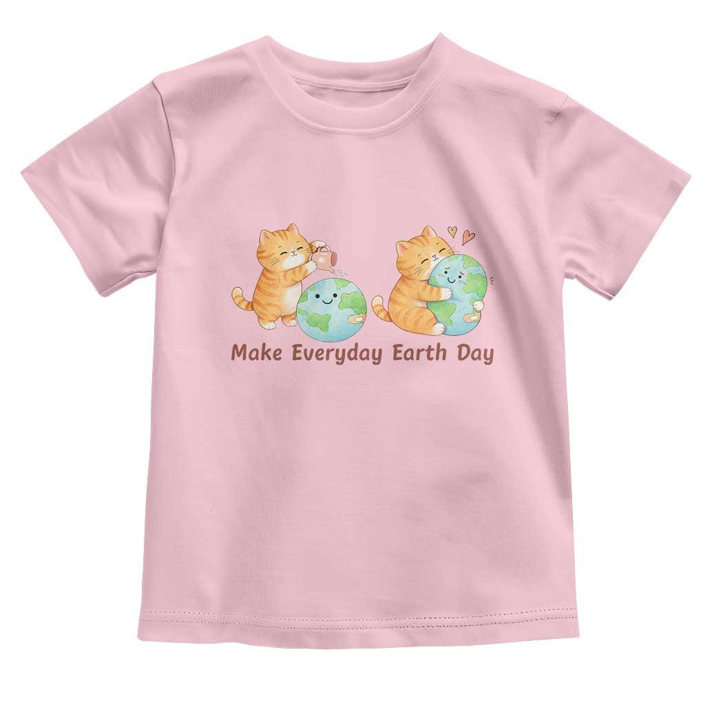 Make Everyday Earth Day Toddler T Shirt Cute Cat Healing Planet Earth
