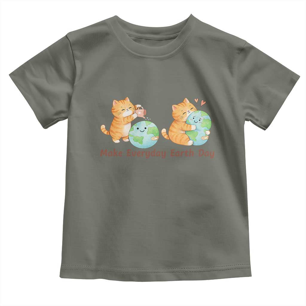 Make Everyday Earth Day Toddler T Shirt Cute Cat Healing Planet Earth