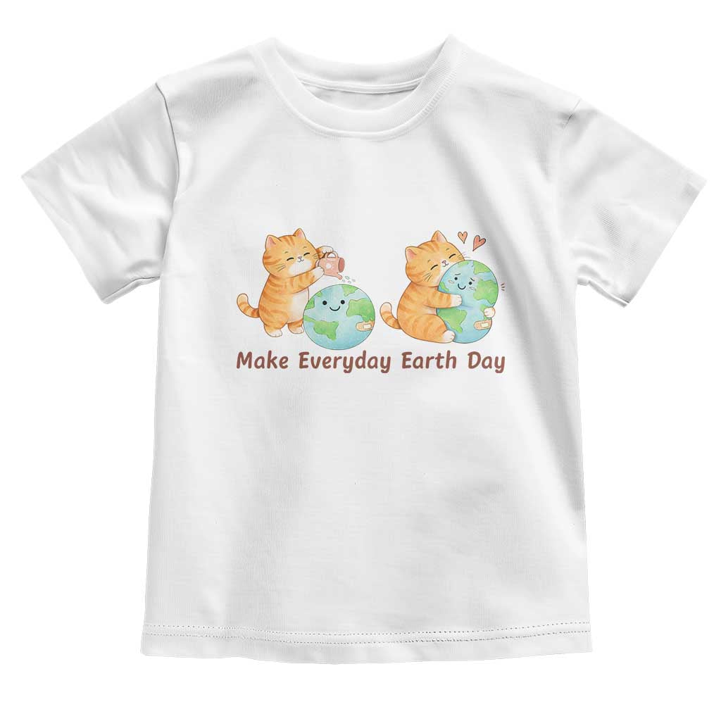 Make Everyday Earth Day Toddler T Shirt Cute Cat Healing Planet Earth