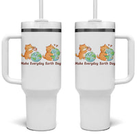 Make Everyday Earth Day Tumbler With Handle Cute Cat Healing Planet Earth