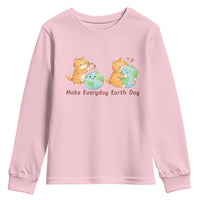 Make Everyday Earth Day Youth Sweatshirt Cute Cat Healing Planet Earth