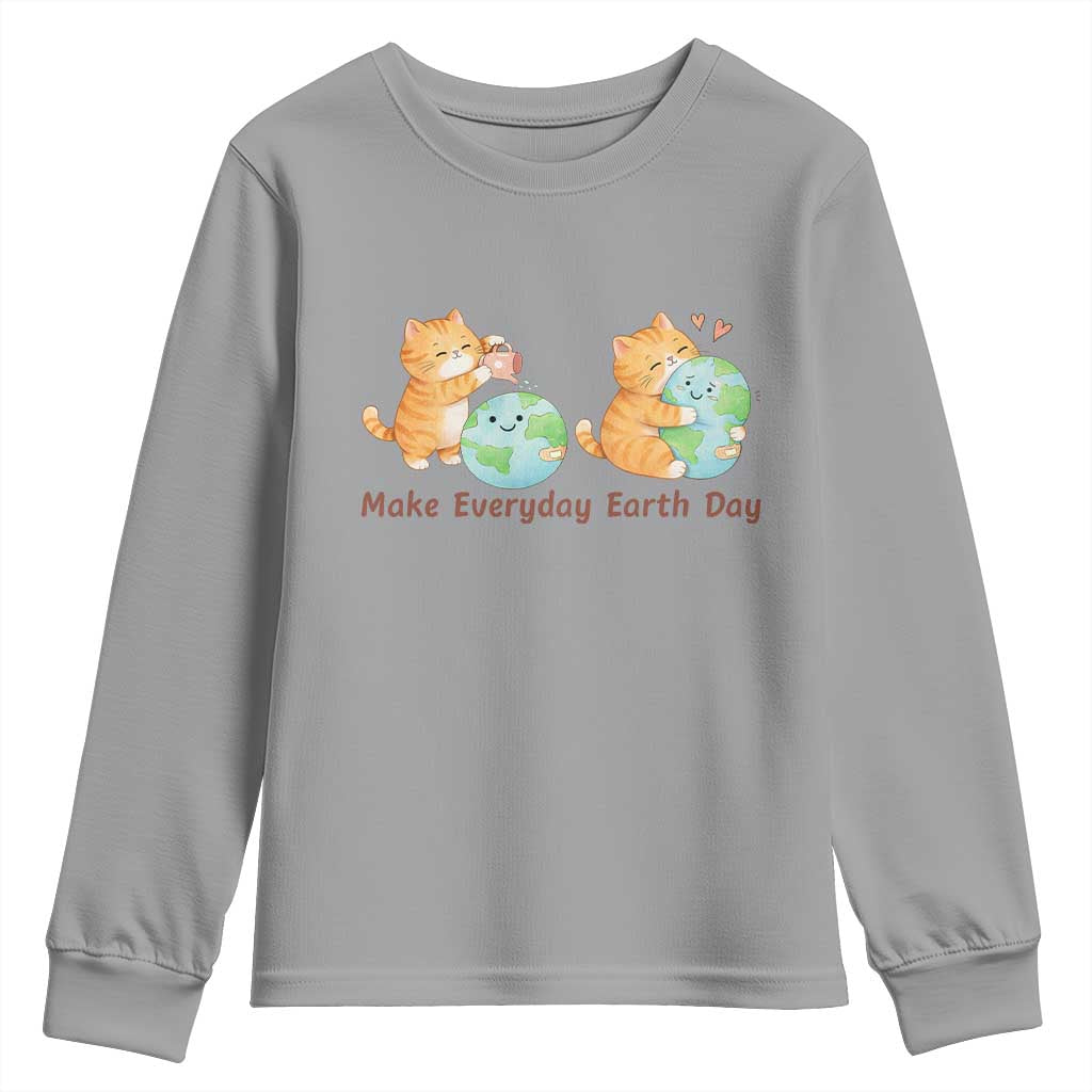 Make Everyday Earth Day Youth Sweatshirt Cute Cat Healing Planet Earth