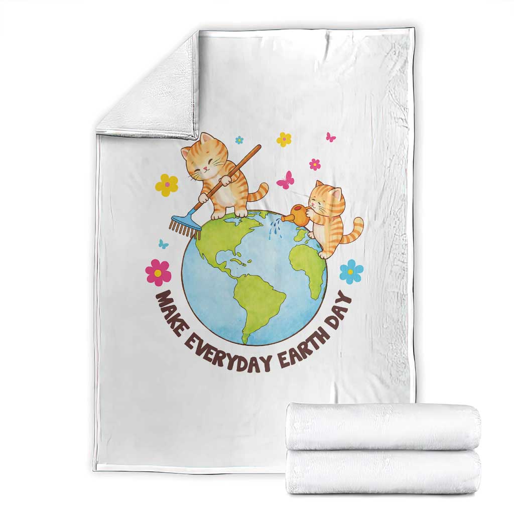 Make Everyday Earth Day Throw Blanket Funny Cat Lover Gift