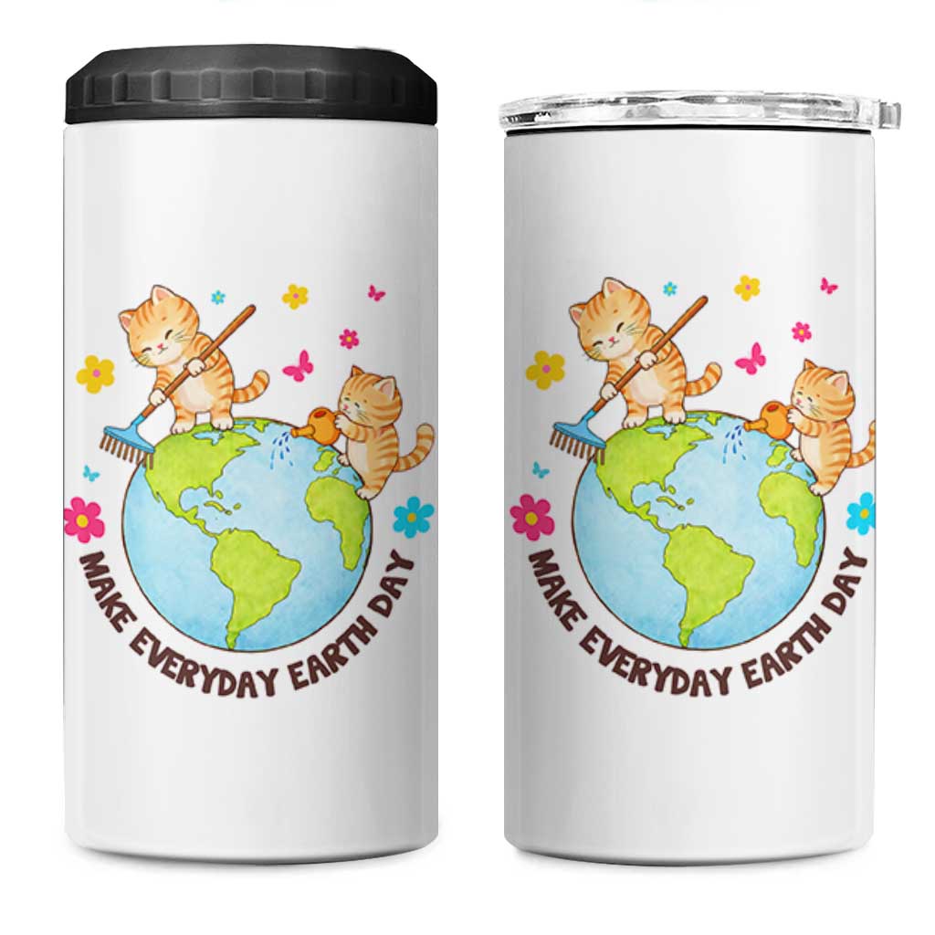 Make Everyday Earth Day 4 in 1 Can Cooler Tumbler Funny Cat Lover Gift