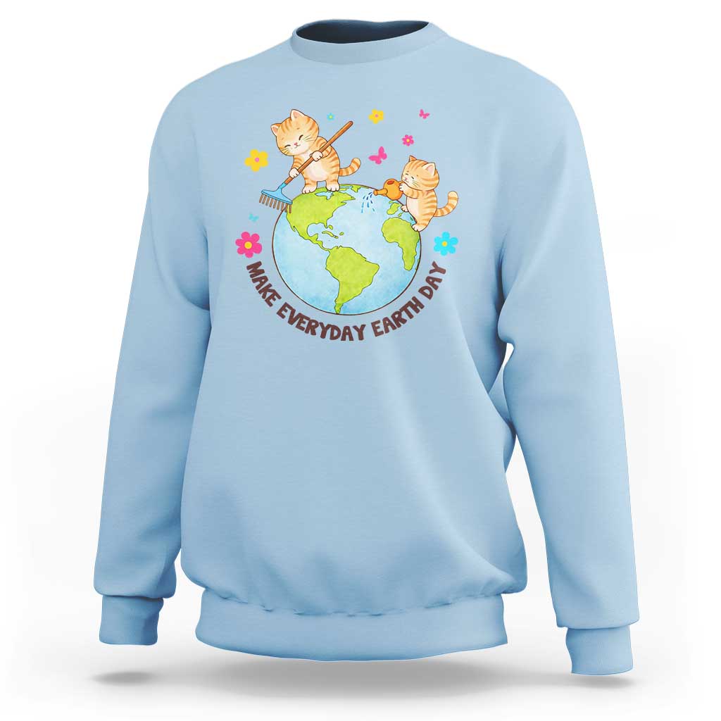 Make Everyday Earth Day Sweatshirt Funny Cat Lover Gift