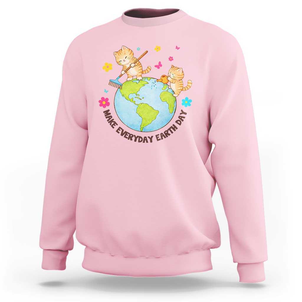 Make Everyday Earth Day Sweatshirt Funny Cat Lover Gift